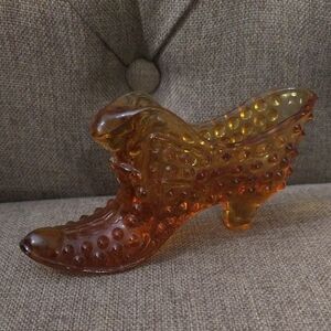 Vintage: Fenton Amber Glass Heeled Shoe